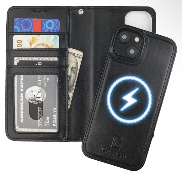Accessories - Black Magnetic IPhone 14 Mag Safe Detachable Wallet Phone Case